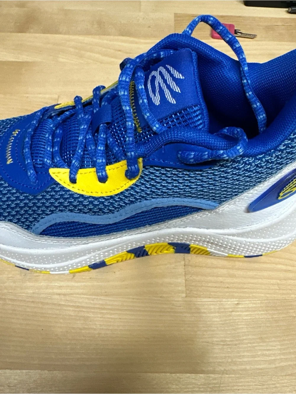 Under Armour Kids Blue, Yellow & White Athletic Sneakers Step Curry’s